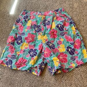 Vintage Super High Rise Retro Funky Floral Colorful Shorts Cotton Gina Peters L